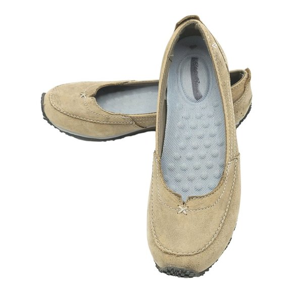 Eddie Bauer Christine Flats Womens Size US 6 UK 3.5 EU 36 Taupe Leather Slip On - Picture 1 of 11